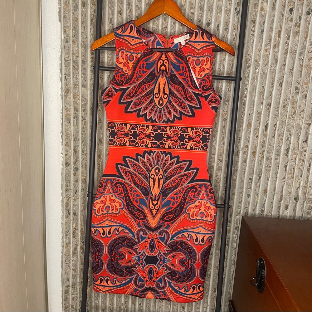 Gianni Bini Cut-Out Print Mini Dress - Size XS - Picture 2 of 9